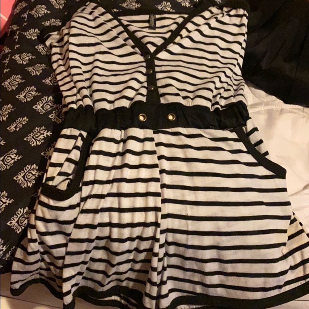 Black and white striped romper for women